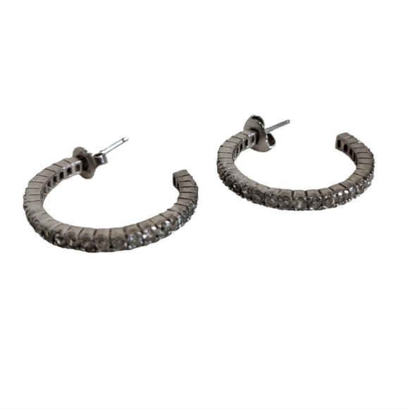 Dazzling Sterling Silver Hoops Pave CZ - Picture 8 of 16